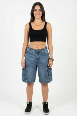 Bermuda baggy cargo oxido con cintura regulable