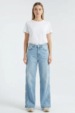 Wide Leg tiro medio multibotones