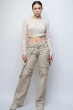 Wide Leg carpintero beige